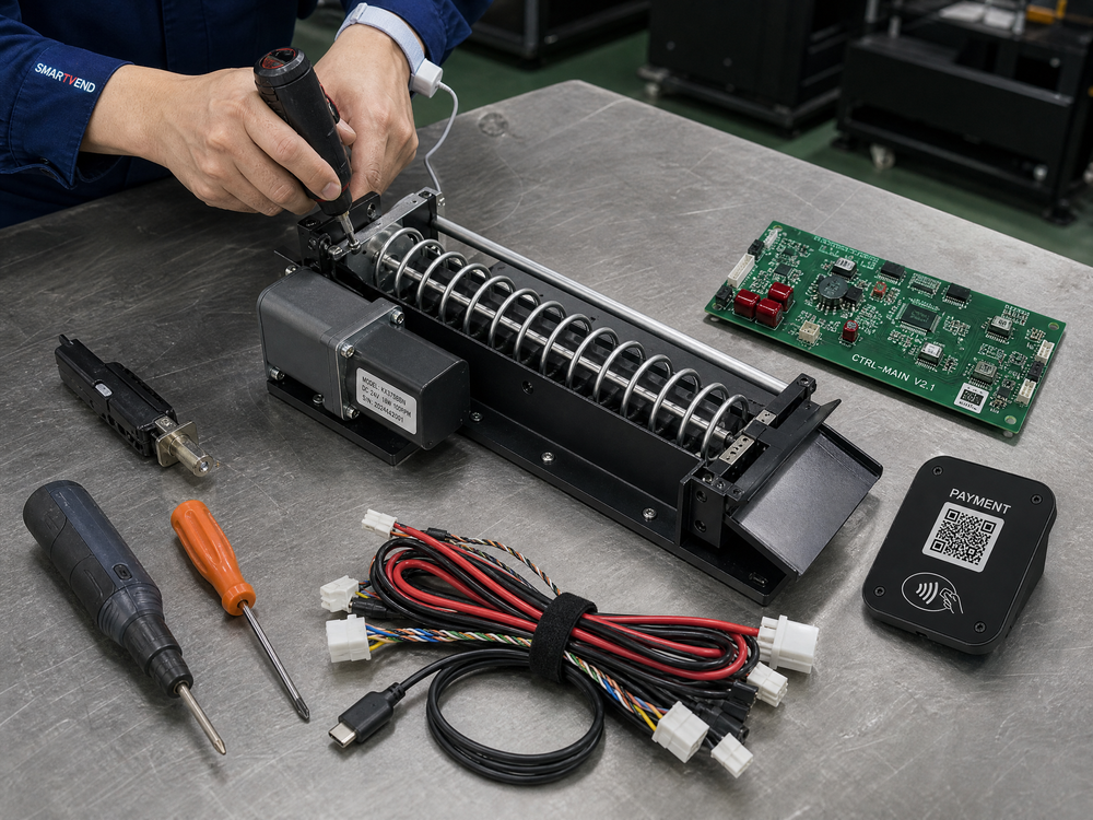 SmartVendBox vending machine parts and modules on the production line