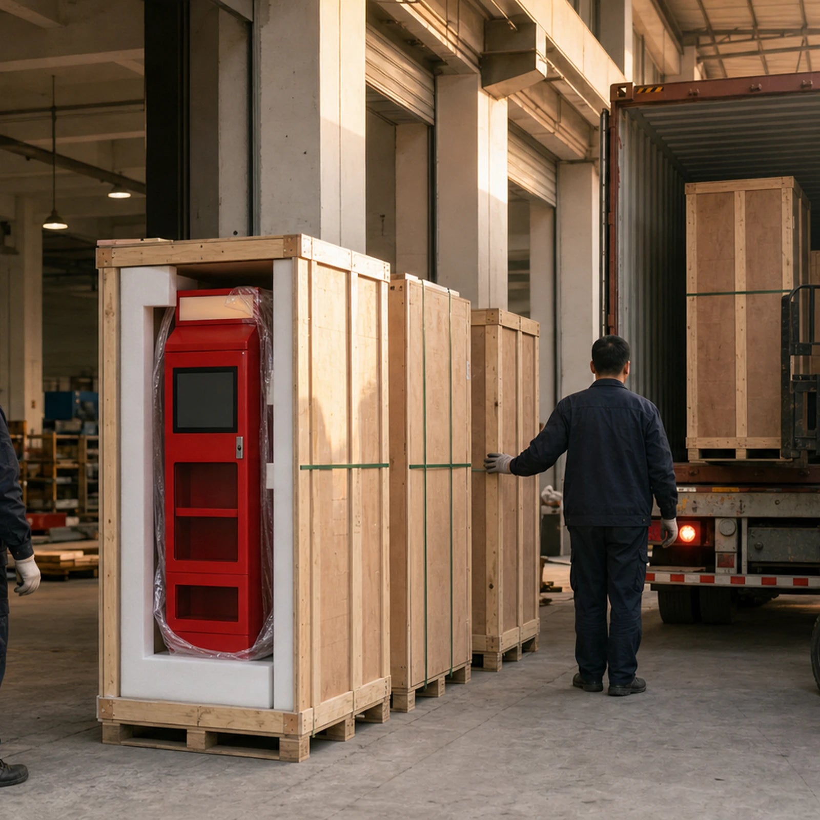 Container loading and export handover